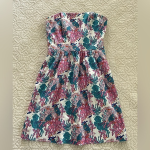 Vineyard Vines Ocean Life Coral Fish Empire Waist Strapless Dress Size‎ 0